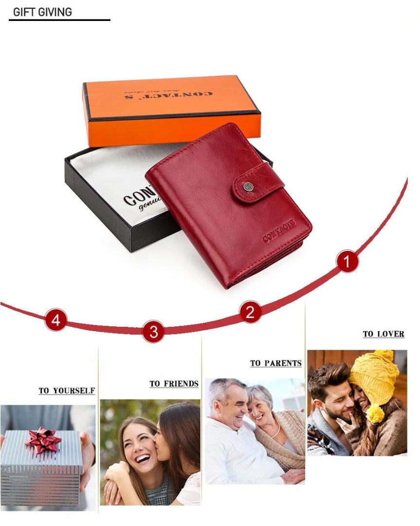 Genuine Leather Wallets Women Men Wallet Short Small RFID Blocking Card Holder Wallets Ladies Red Coin Purse