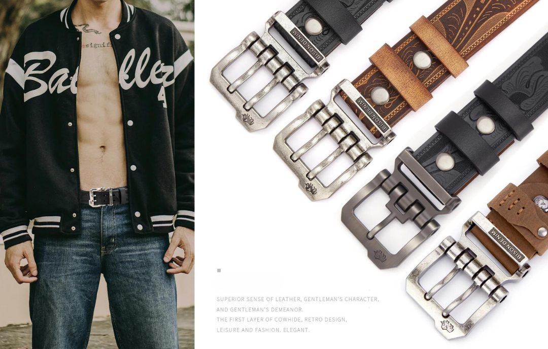 Men Belts Cow Split Genuine Leather Pin Buckle Business Waist Straps Retro Pin Buckle Fancy Male Belt For Jeans