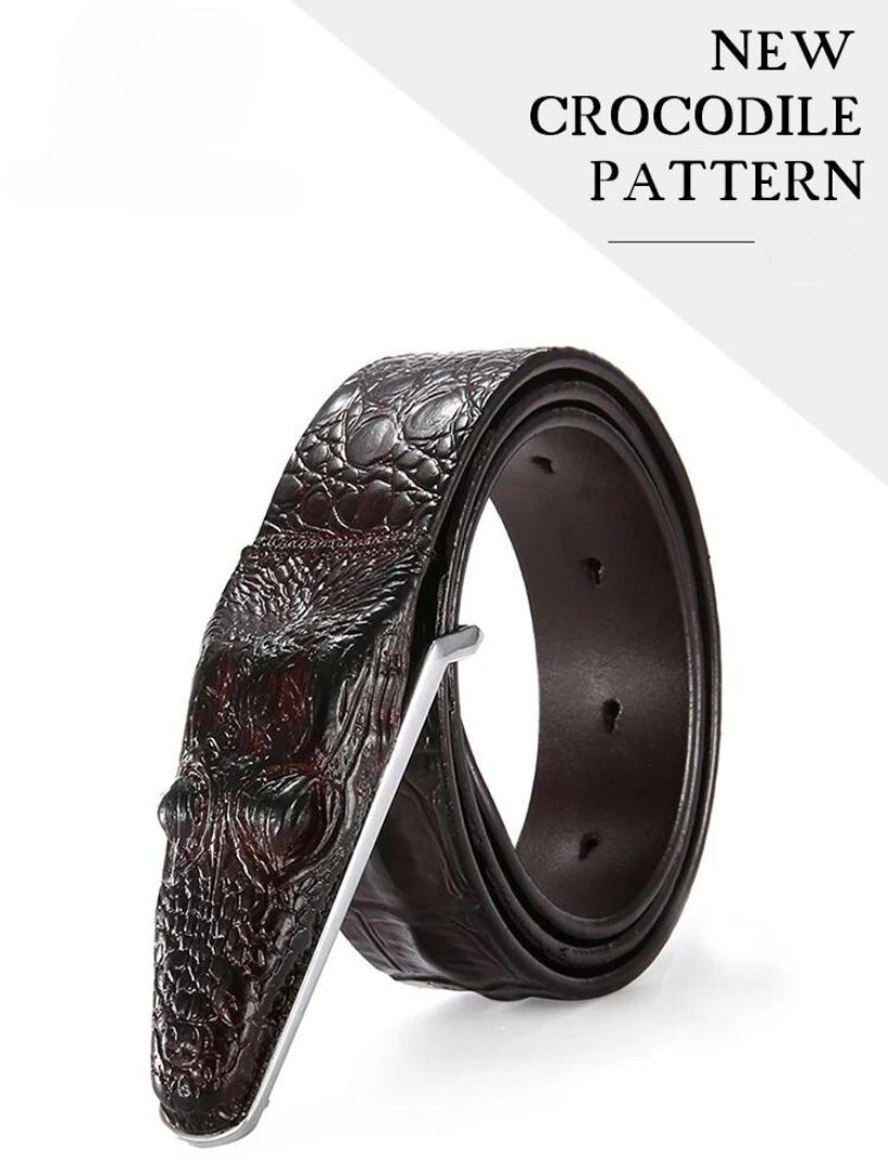 Men Luxury Belts Snake Buckle Crocodile Patter Genuine Leather Belts for Men High Quality Vintage Brand Jeans Strap